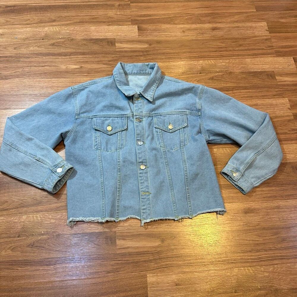 Jeans Denim Jean Jacket Long Sleeve Light Wash | Women Size XL